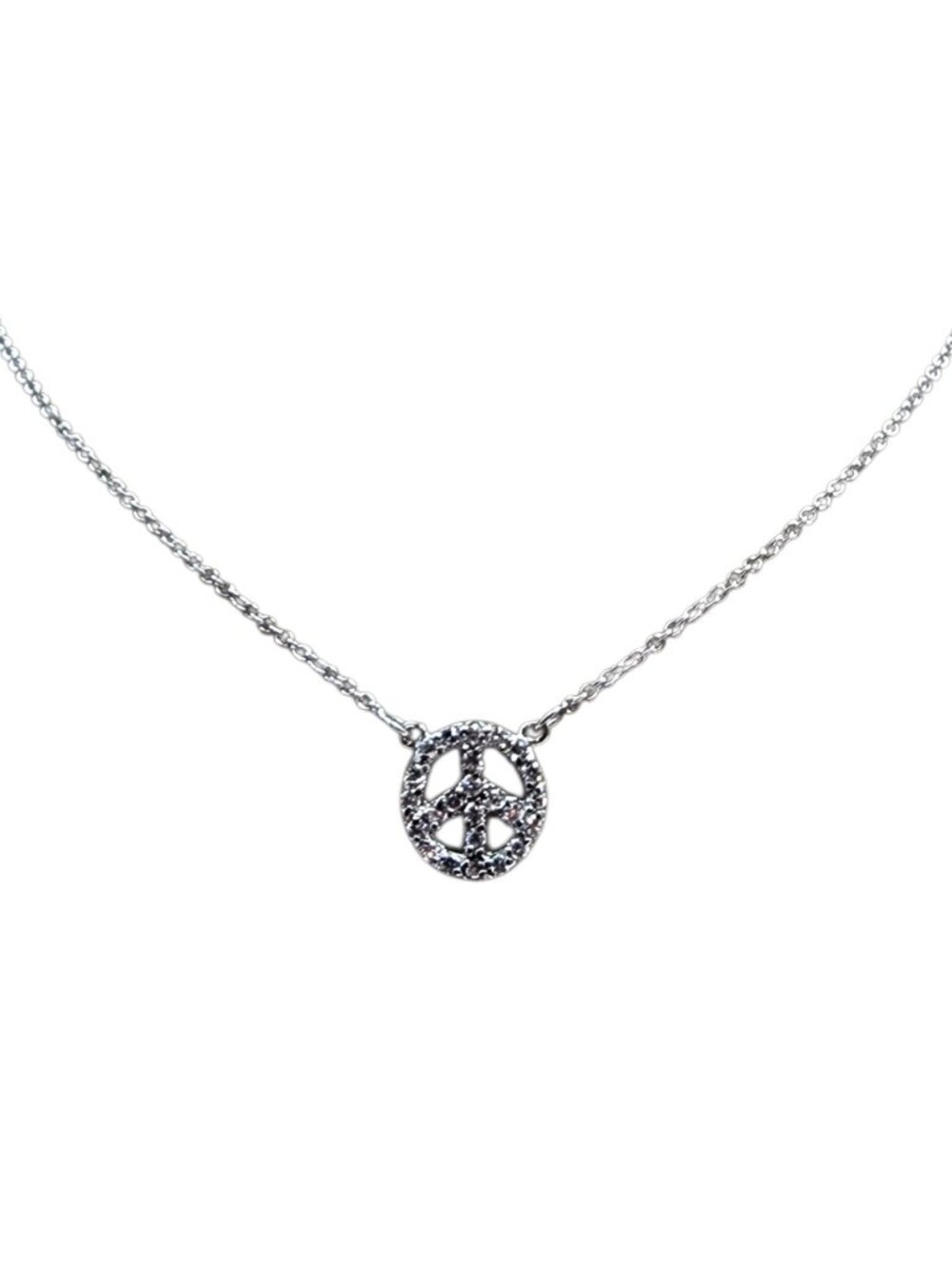 14K White Gold Peace Sign Necklace #26059